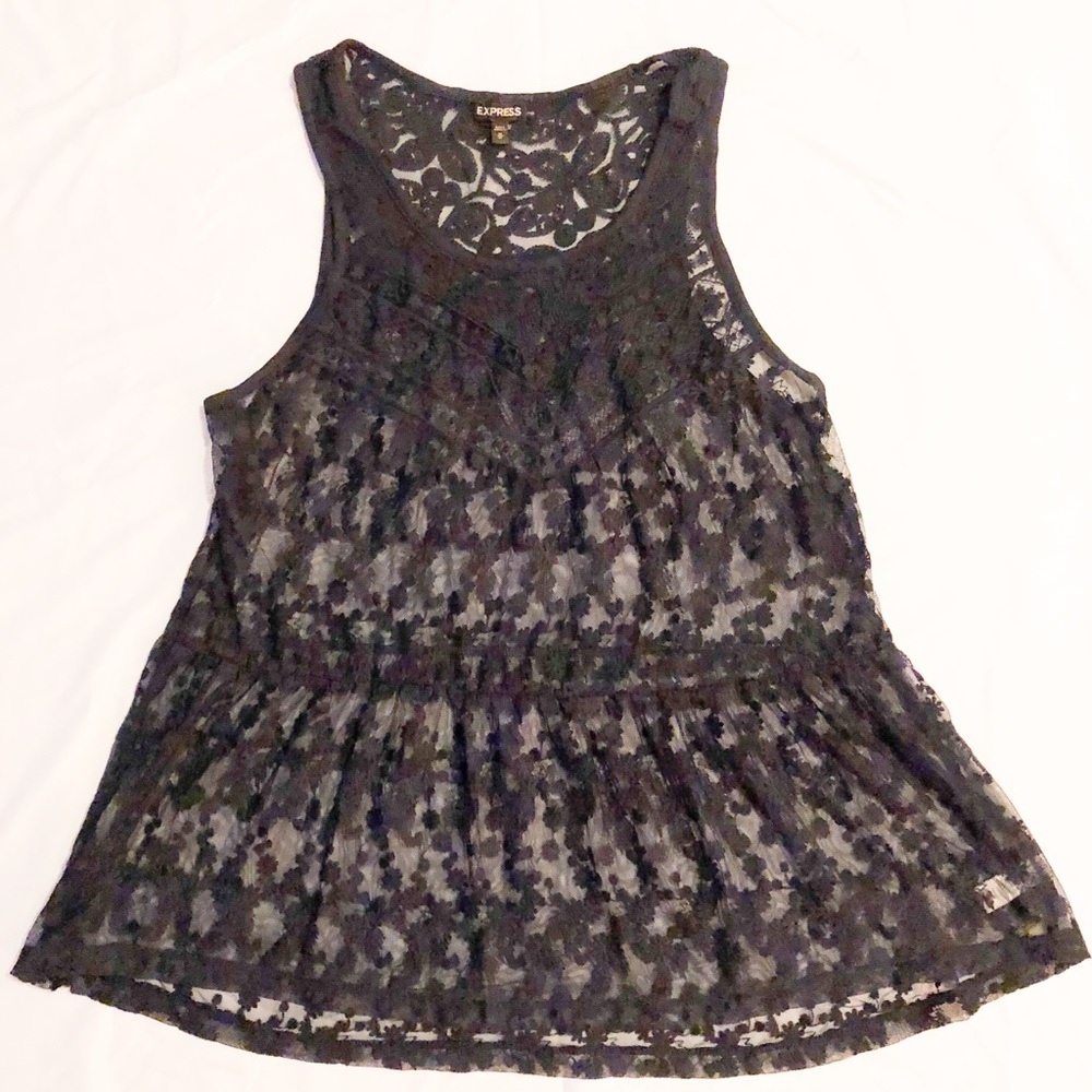 Express Navy Blue Lace Tank Top Sleeveless Tunic